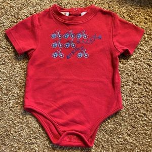 Red Bicycle / Tricycle Onesie. 18 mo